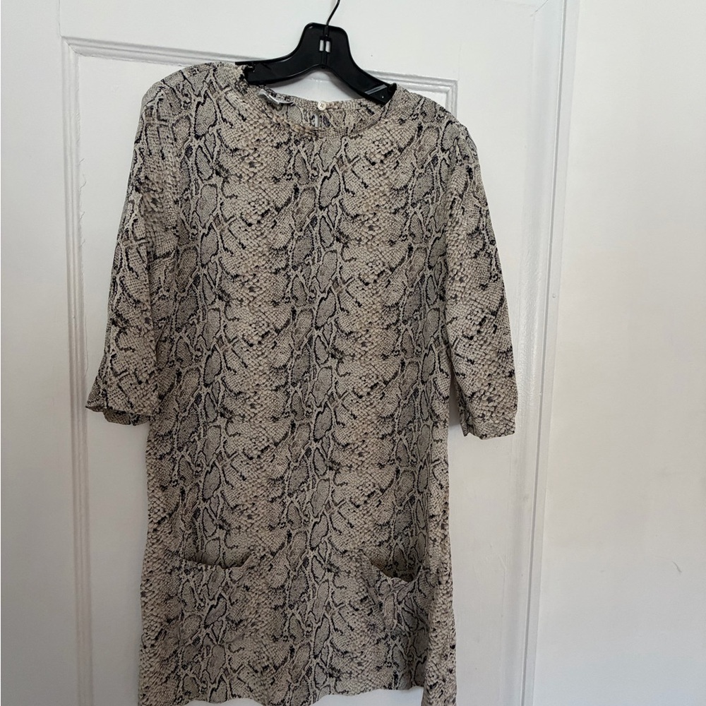 Equipment Snake Print Long Sleeve Dress